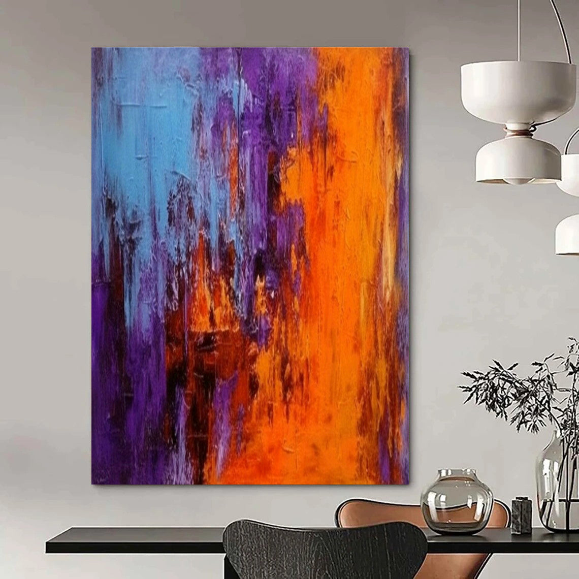 Purple - Orange Abstract Art for Trendy Nightclub & Bold Art Installation Space DLZ1929