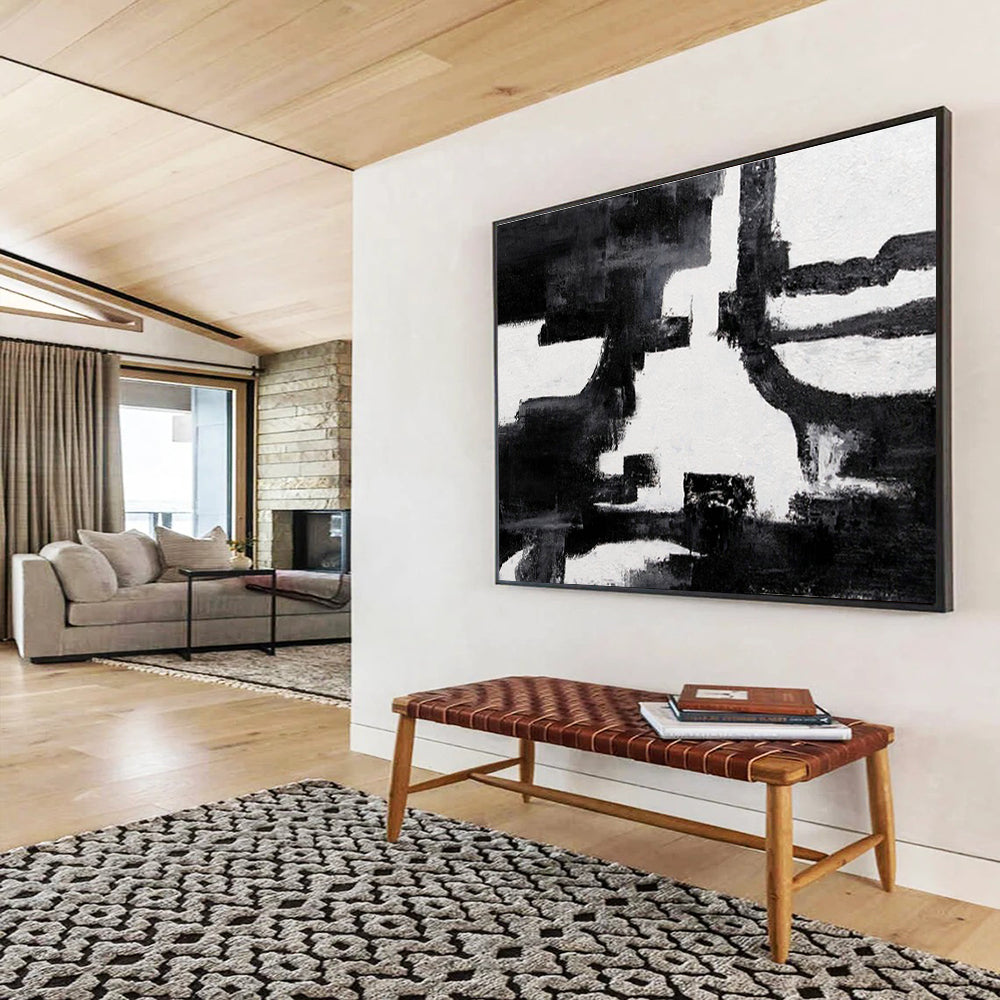 Minimalist Black and White Abstract Art for a Minimalist Study DLZ2402