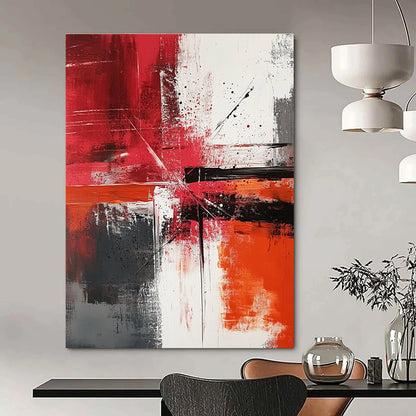 Red, Black, and White Abstract Dynamism Art for Bold Living Room & Contemporary Art Showroom STSC1357