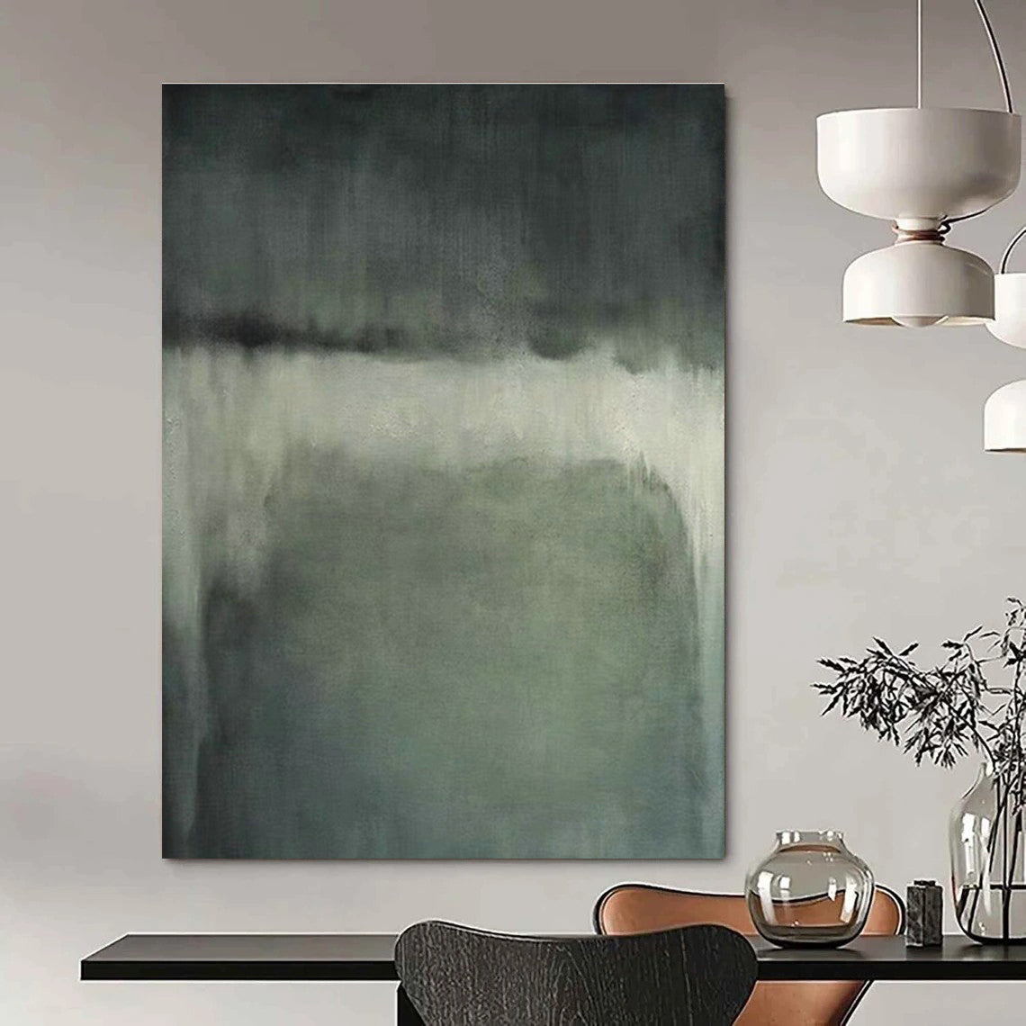 Muted Gray Abstract Art for Minimalist Library & Corporate Waiting Room DLZ1474