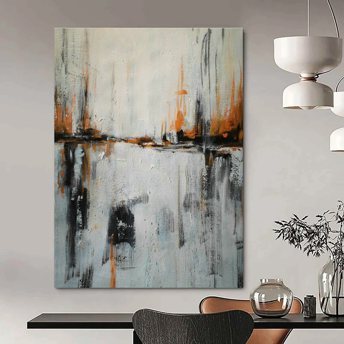 Orange - Black Reflection Abstract for Studio & Loft Apartment DLZ0577