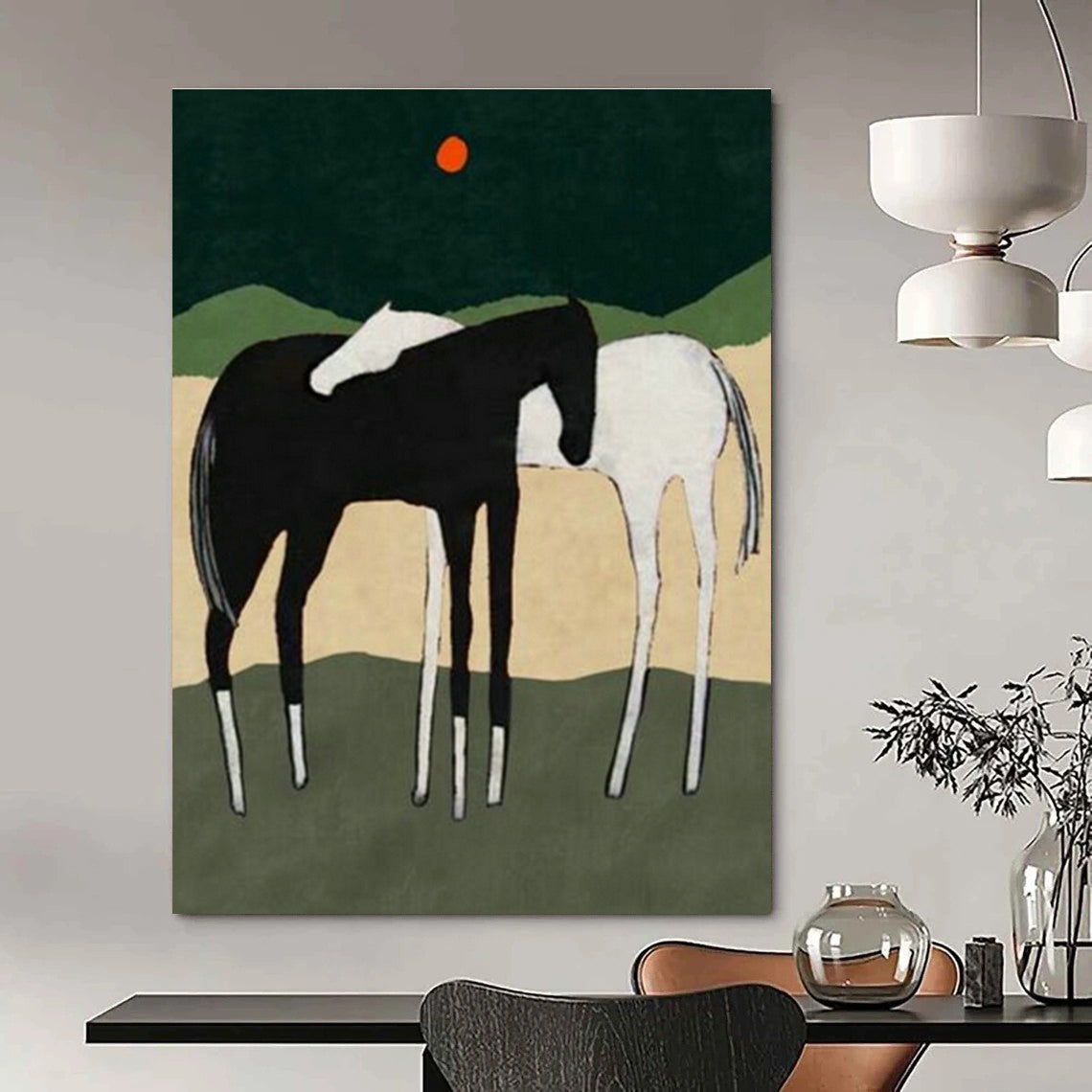 Folk - Inspired Horse Art for Country Farmhouse & Western Art Gallery DLZ1419