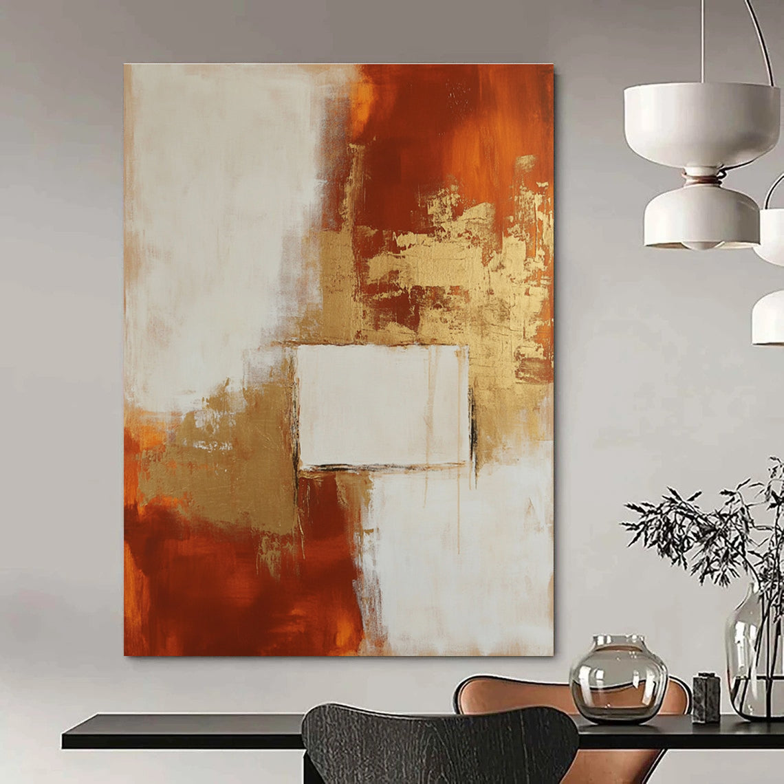 Gold and Rust Abstract for Luxury Hotel Lobby & Art - Themed Dining Room STSC244