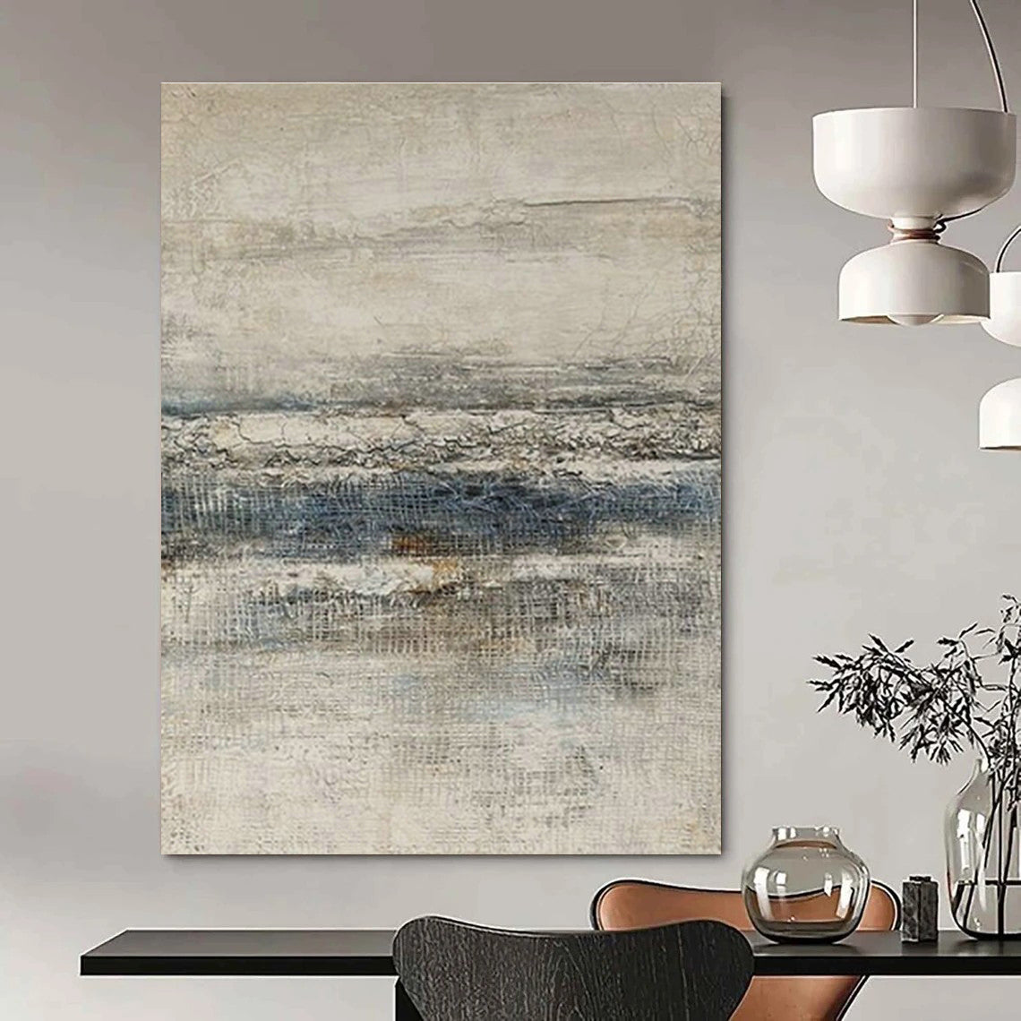 Gray - White - Blue Textured Art for Coastal Art Gallery & Nautical - Themed Home DLZ1853