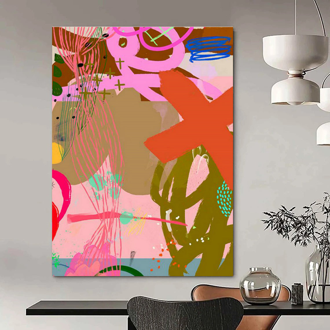 Pink - Purple Abstract Art for Trendy Beauty Salon Waiting Areas DLZ0154