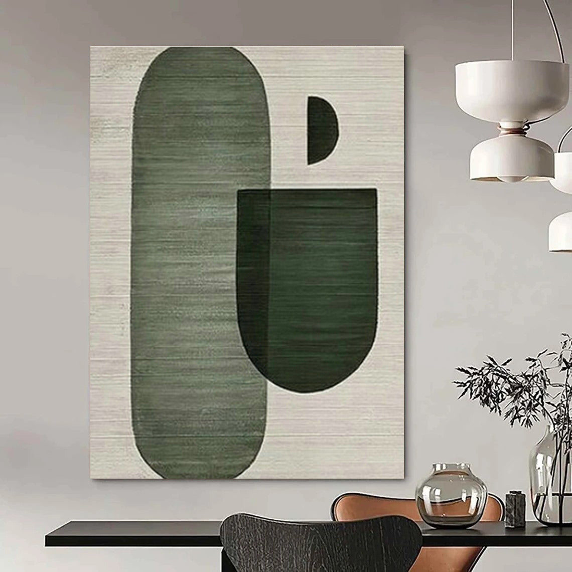 Green Geometric Shapes Art for Modern Office Lounge & Minimalist Home Study DLZ1520