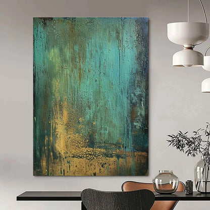 Patina - Inspired Abstract Art with Gold Accents for Living Room & Boutique Hotel Lobby DLZ1201