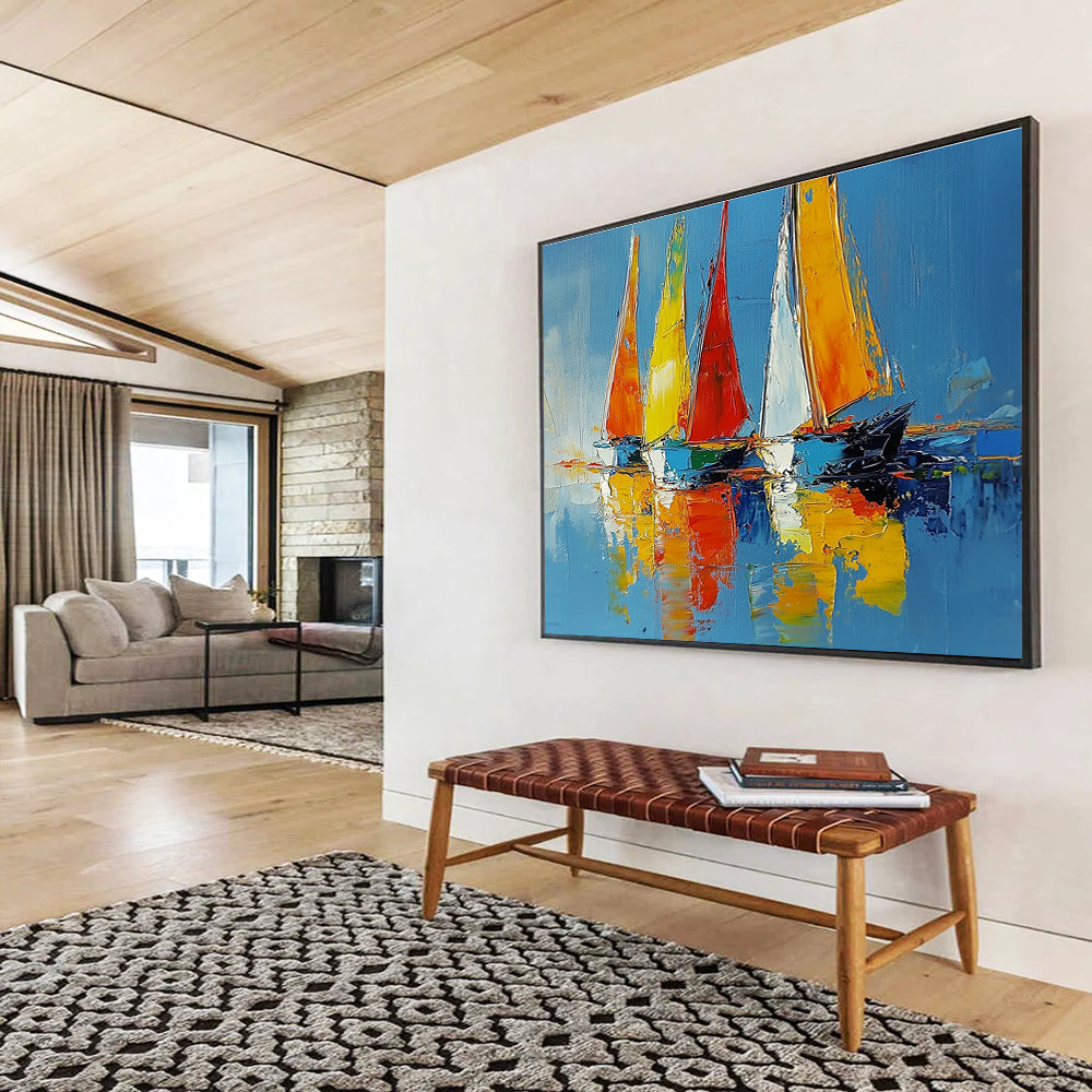 Colorful Sailboats Art for Nautical - Themed Restaurant & Coastal Home Den SC274