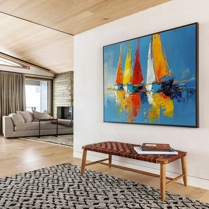 Colorful Sailboats Art for Nautical - Themed Restaurant & Coastal Home Den SC274