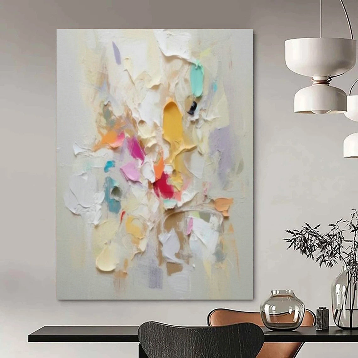 Colorful Thick - Paint Abstract Art for Bohemian Living Room & Art Studio Lounge DLZ0980