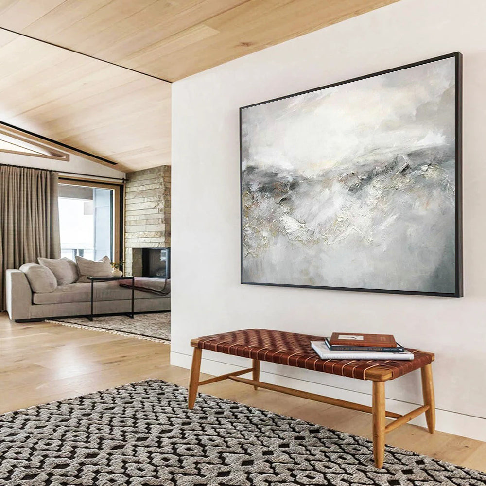 Grey - White Abstract Landscape Art for Serene Home Office DLZ2825