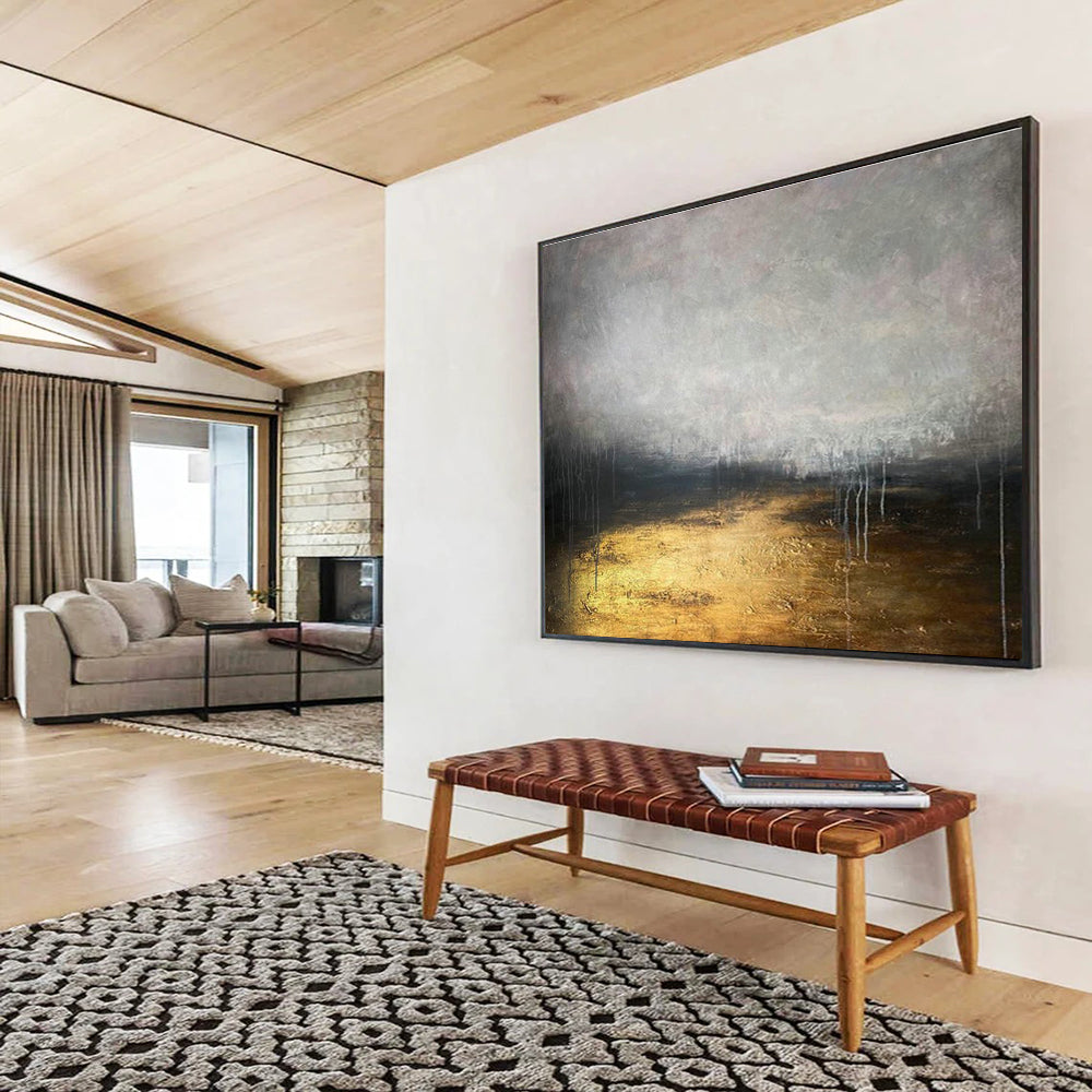 Gold Leaf Abstract Art for Luxury Hotel Presidential Suite Living Rooms DLZ3166