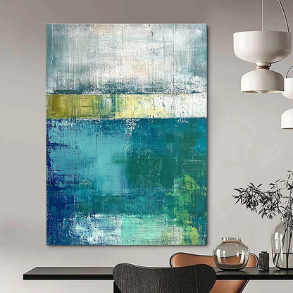 Blue and Green Abstract Layers for Coastal Home Living Room & Modern Office Break Area STSC420
