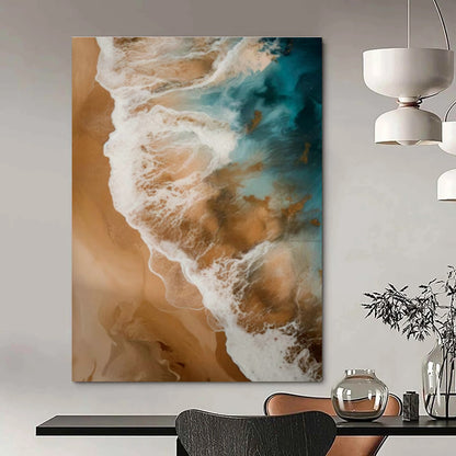 Blue - White Ocean Waves Abstract Art for Nautical - Themed Home & Seaside Restaurant DLZ1646