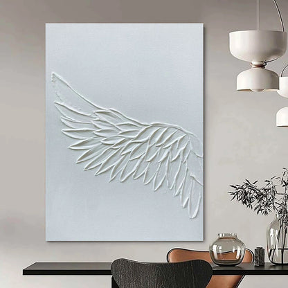 White Textured Wing Art for Spiritual Retreat & Elegant Bedroom DLZ2185