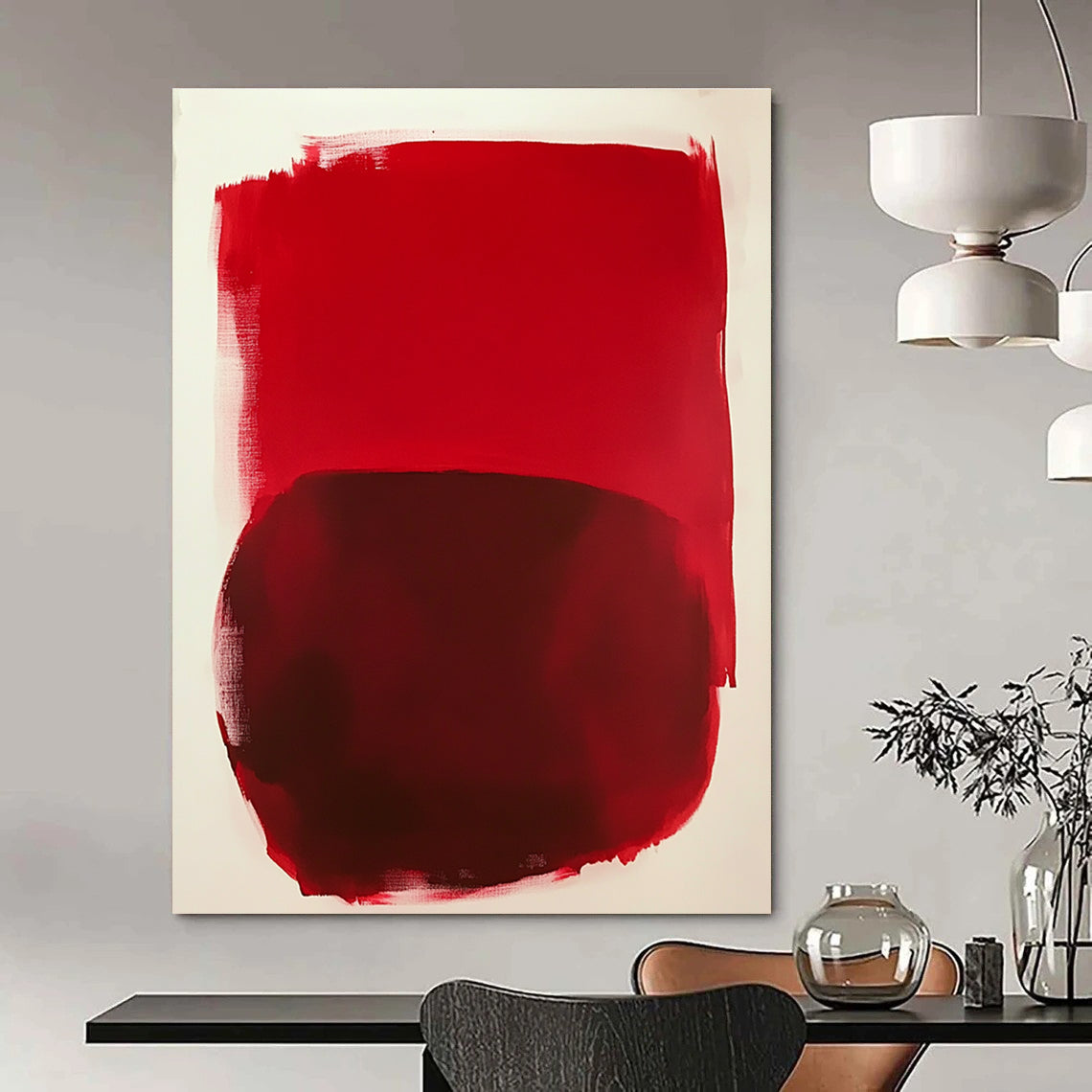 Red Abstract Shapes Art for Modern Art Gallery & Bold Home Office STSC1414
