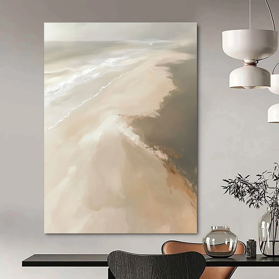 Soft Beach Aerial View for Scandinavian - Style Bedroom & Coastal Home Living Room STSC528