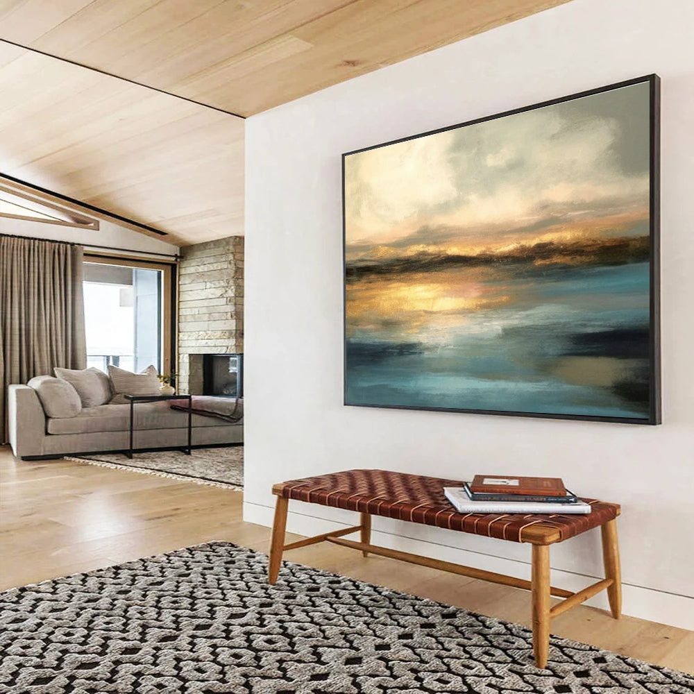 Warm - Toned Sunset Seaside Abstract Art for Cozy Bedroom DLZ2724