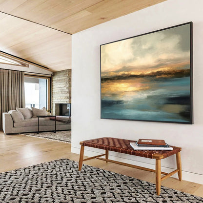 Warm - Toned Sunset Seaside Abstract Art for Cozy Bedroom DLZ2724