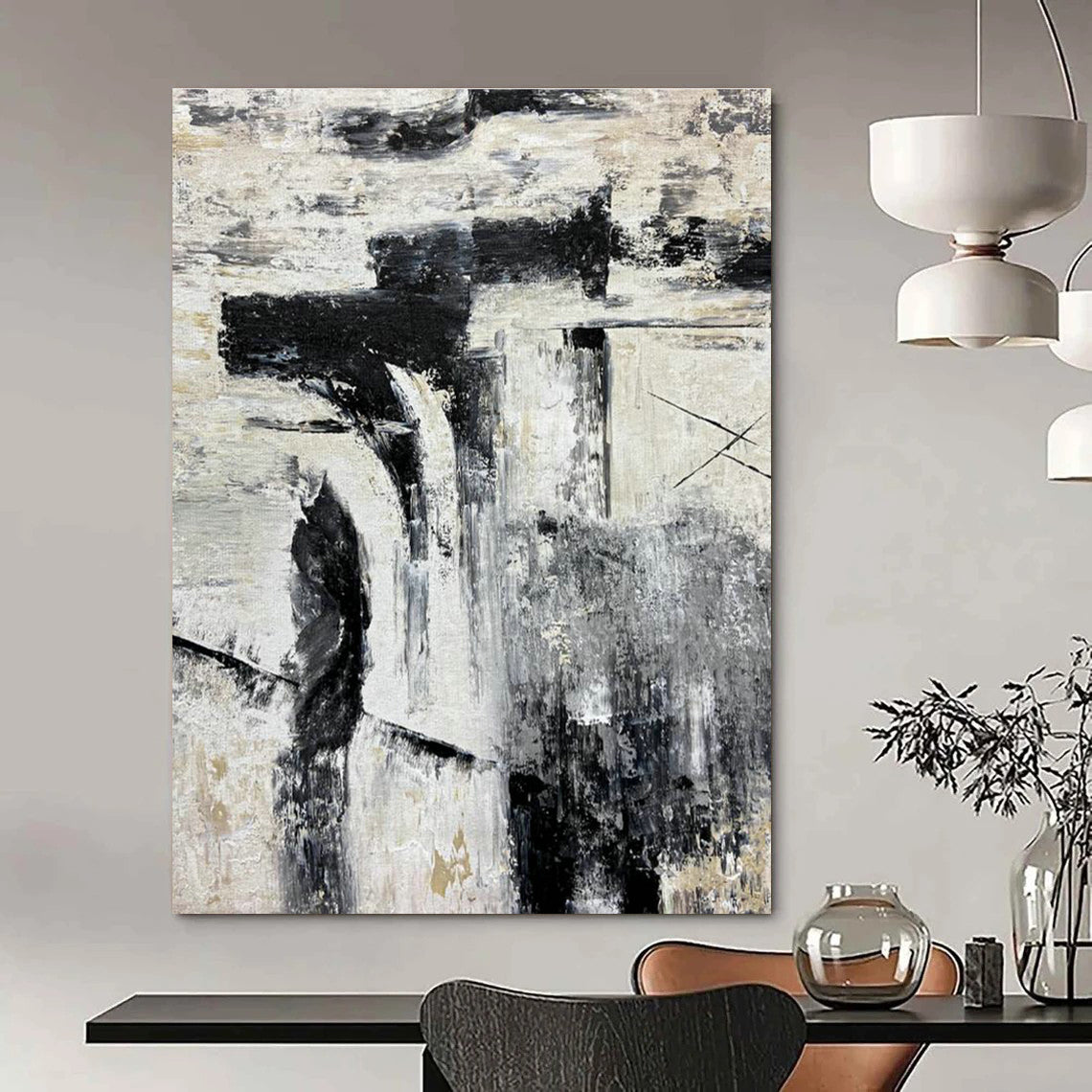 Monochrome Abstract Wall Art for Modern Office & Art Gallery DLZ2380