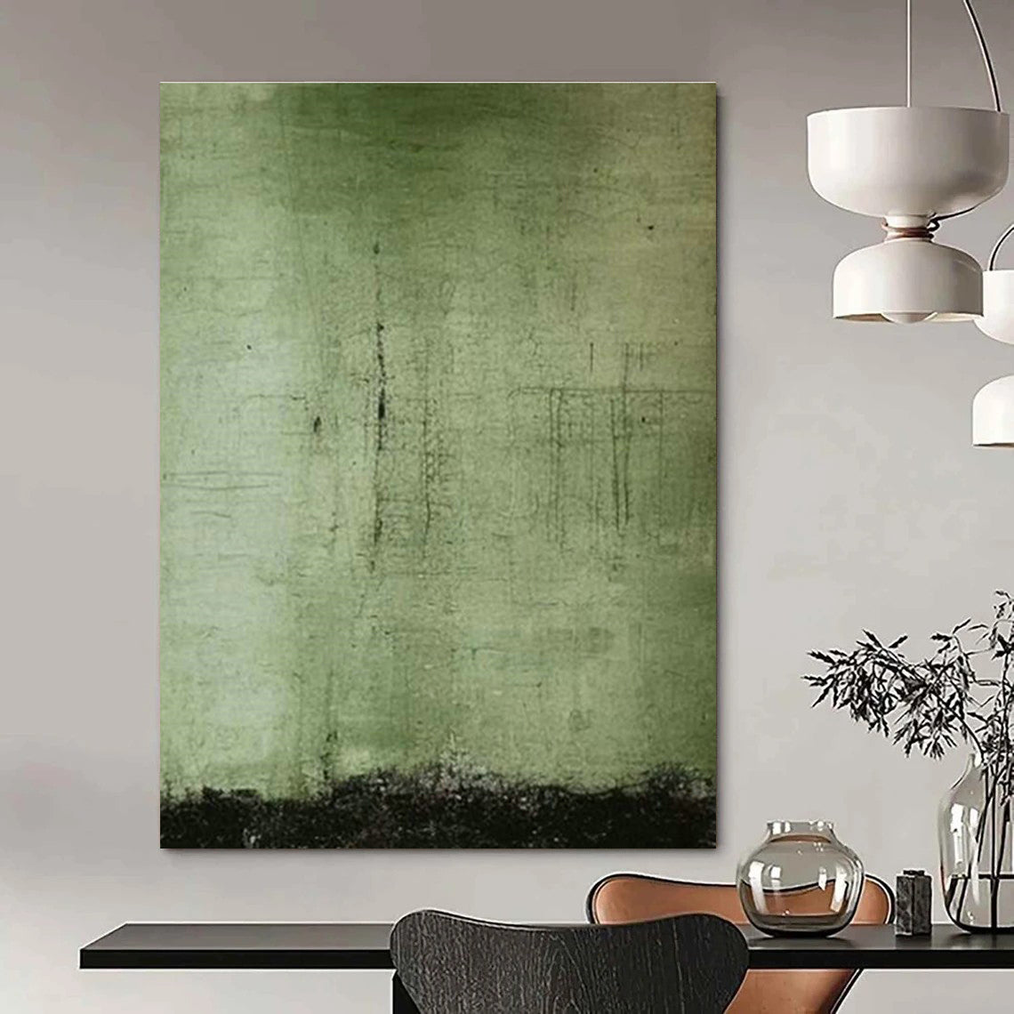 Green Textured Abstract Art for Eco - Friendly Home Offices DLZ0247