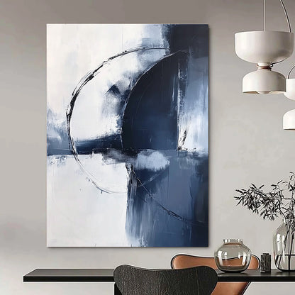 Blue and White Circular Abstraction Art for Coastal - Inspired Home & Art - Decorated Spa STSC1355
