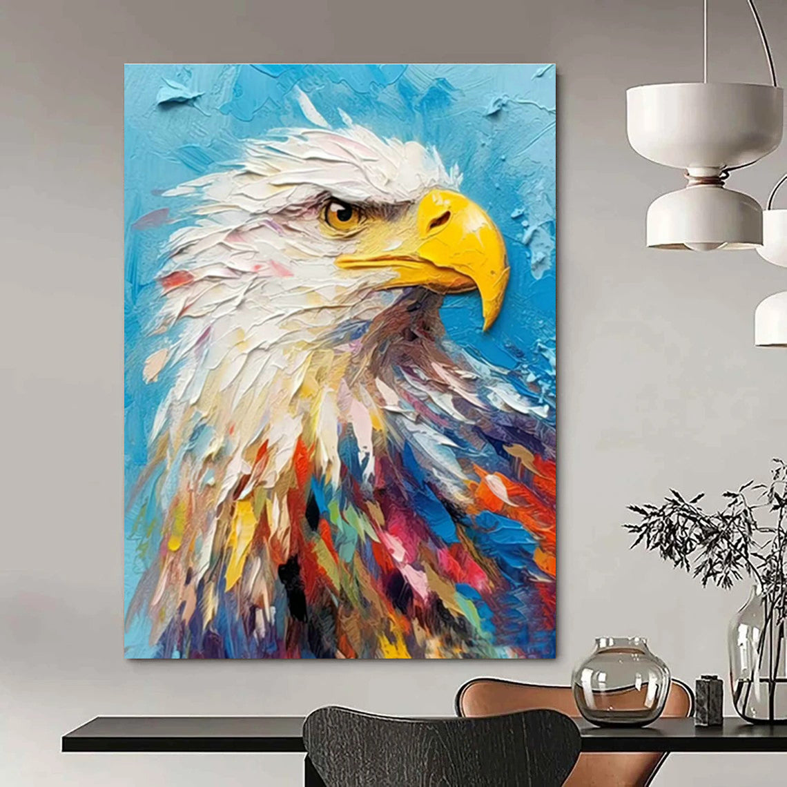 Colorful Eagle Head Oil Painting for Patriotic Memorial & Wildlife Conservation Center DLZ1067