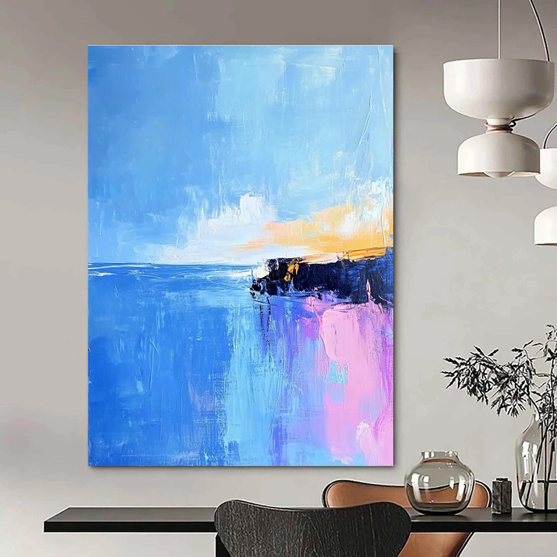 Blue Sea and Cliff Abstract for Nautical - Themed Home & Ocean - Lover’s Lounge STSC598