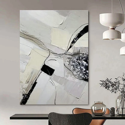 Gray - White - Black Abstract Art for Contemporary Art Gallery & Home Library DLZ1179