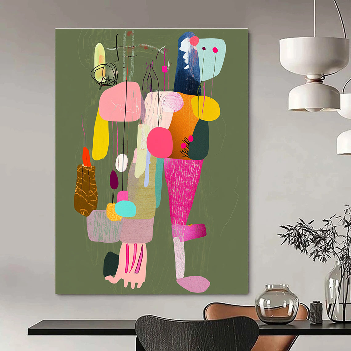 Colorful Abstract Figures for Bohemian - Style Living Room & Creative Art Studio STSC970