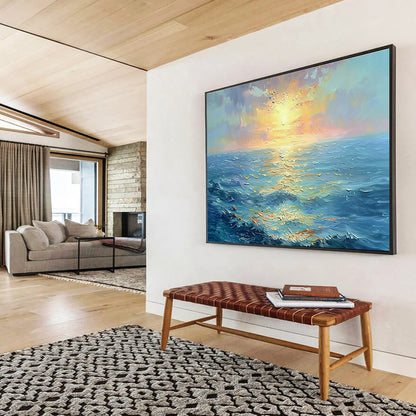 Sea Sunrise Oil Painting for Beach Resort Hotel Lobby Areas DLZ3144