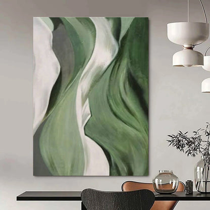Green Flowing Abstract Art for Yoga Studio & Botanical Garden Café DLZ1061
