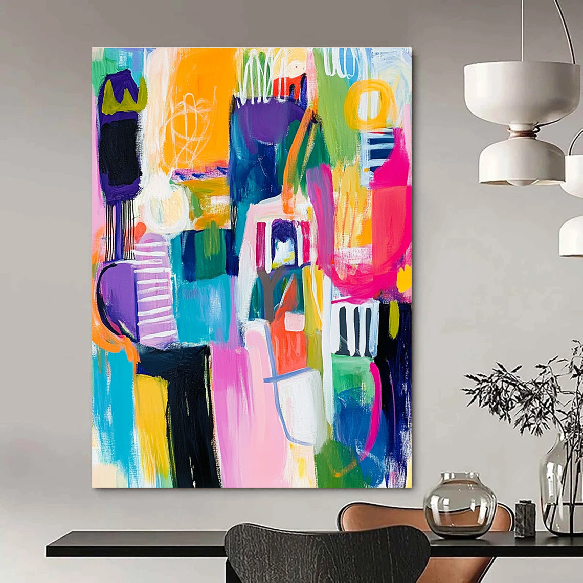 Vibrant City Abstract Art for Dining Room & Sunroom STSC678