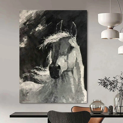Black - White Horse Art for Equestrian Club & Classic Home Study DLZ2075