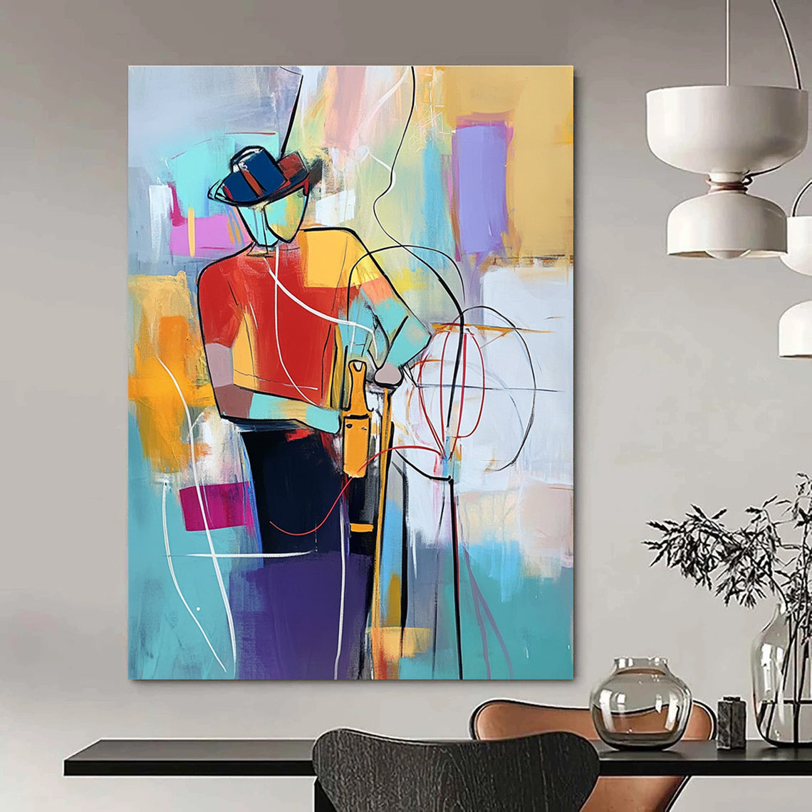 Colorful Abstract Figure for Eclectic Living Room & Artistic Community Space STSC554