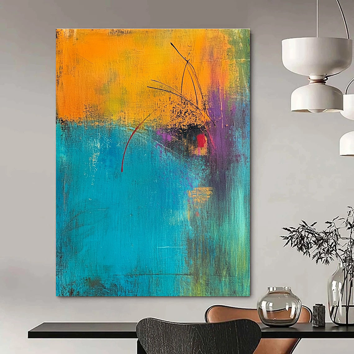 Colorful Abstract with Lines for Creative Studio & Vibrant Restaurant STSC405
