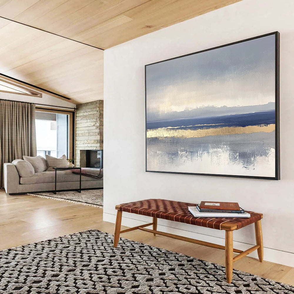 Gray - Gold Sea Abstract Art for Luxury Yacht Club & Modern Beach House SC038