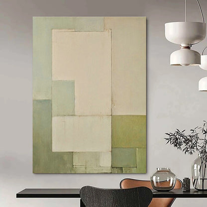 Soft Green Geometric Layers Art for Yoga Studio & Nursery DLZ0602