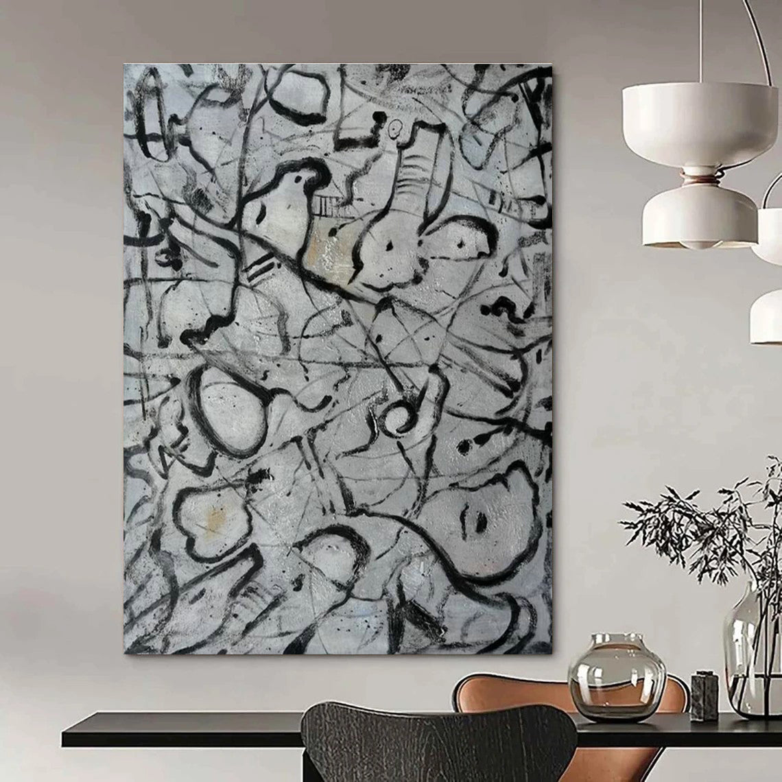 Monochrome Abstract Line Art for Modern Office & Art Gallery DLZ2291