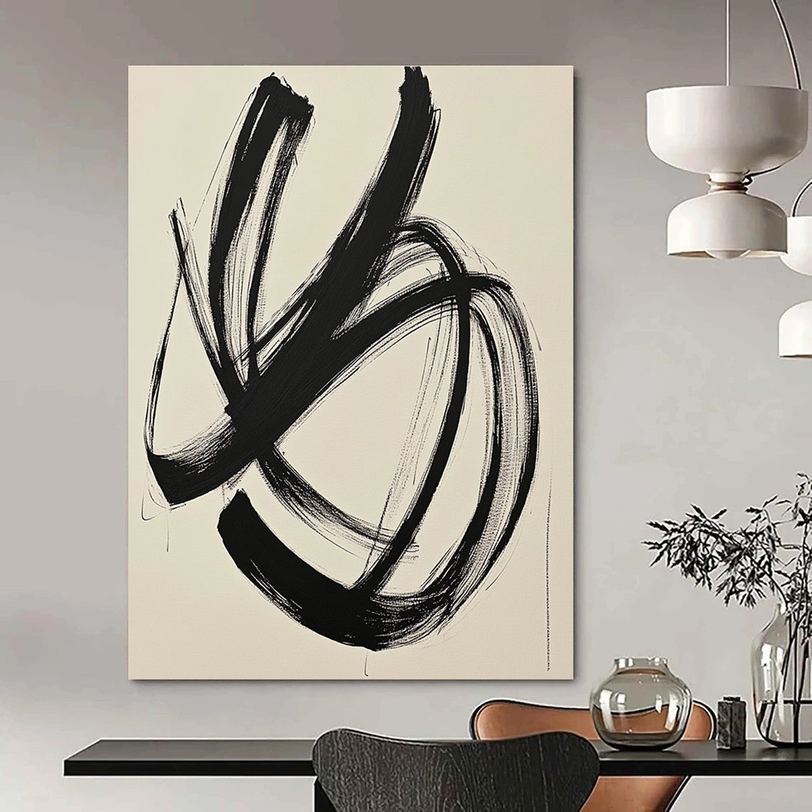 Bold Black Brushstrokes for Contemporary Art Studio & Dramatic Entryway STSC549