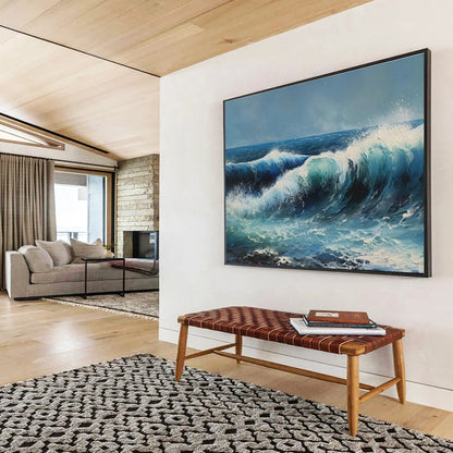 Dynamic Bold Ocean Wave Painting for Energetic Home Office Motivation DLZ2708