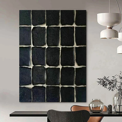 Black Square Collage Art for Minimalist Art Studio & Industrial - Chic Apartment DLZ1974