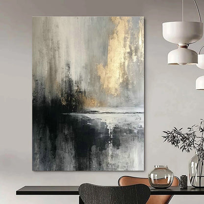 Gray - Gold Ink - Style Landscape Abstract Art for Urban Art Studio & Cultural Heritage Center DLZ1915