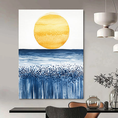 Sun and Sea Watercolor for Coastal Home Living Room & Relaxing Beach House STSC505