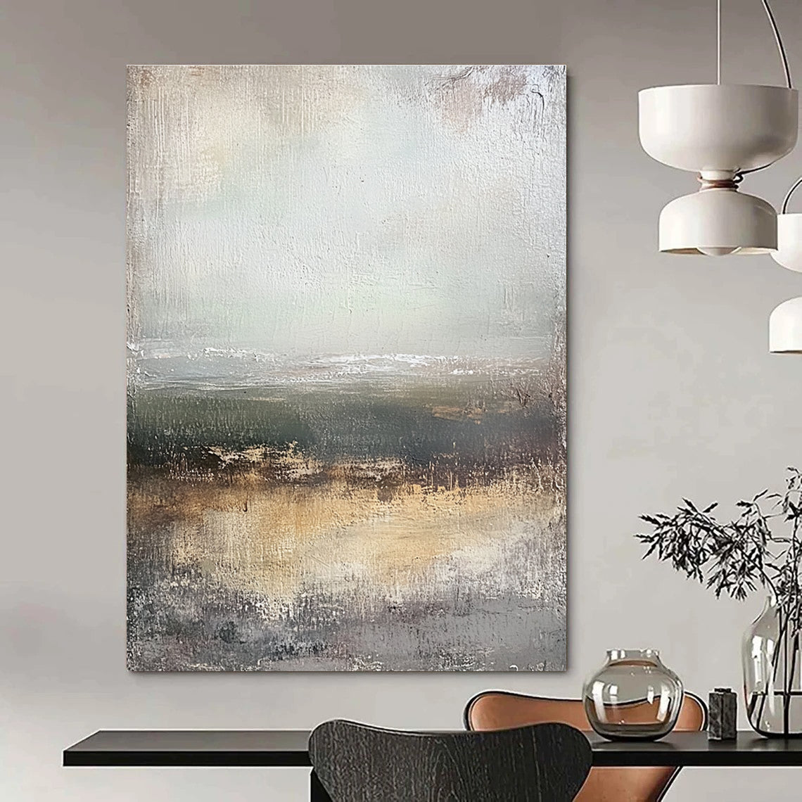 Minimalist Landscape Abstract for Modern Art Gallery & Contemplative Reading Nook STSC305