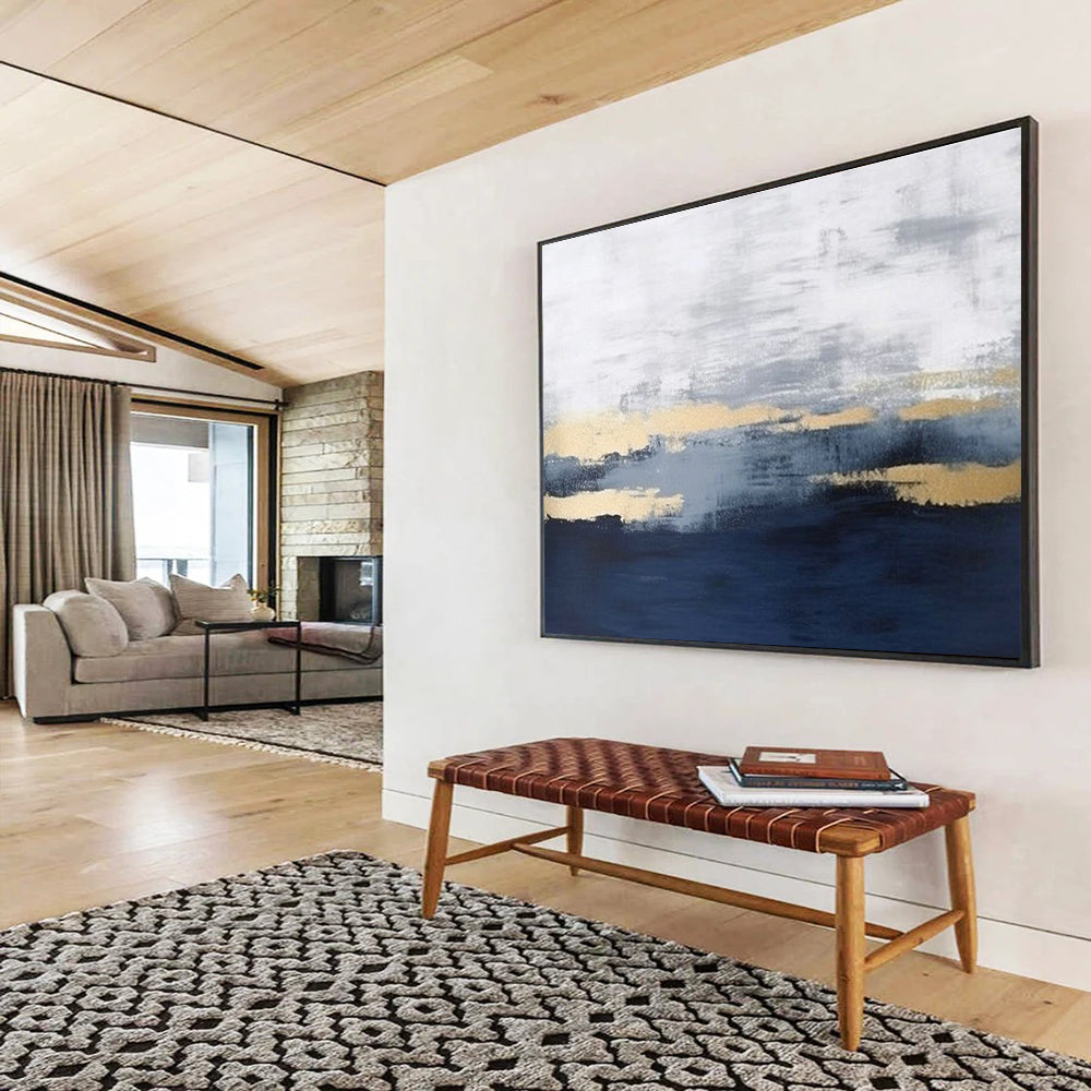 Gold - Gray Abstract Art for Contemporary Art Gallery Minimalist Spaces DLZ3170
