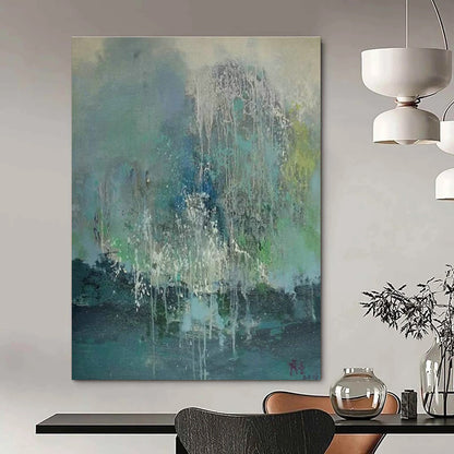 Blue - Green Waterfall - Inspired Abstract Art for Bedroom & Spa Resort DLZ1206