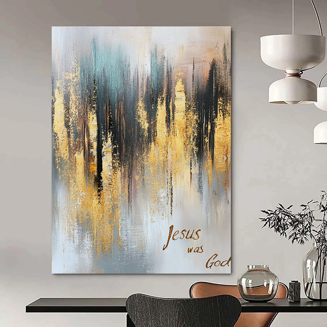 Gold - Accented Abstract Forest for Rustic - Chic Home Library & Spiritual Retreat Center STSC166