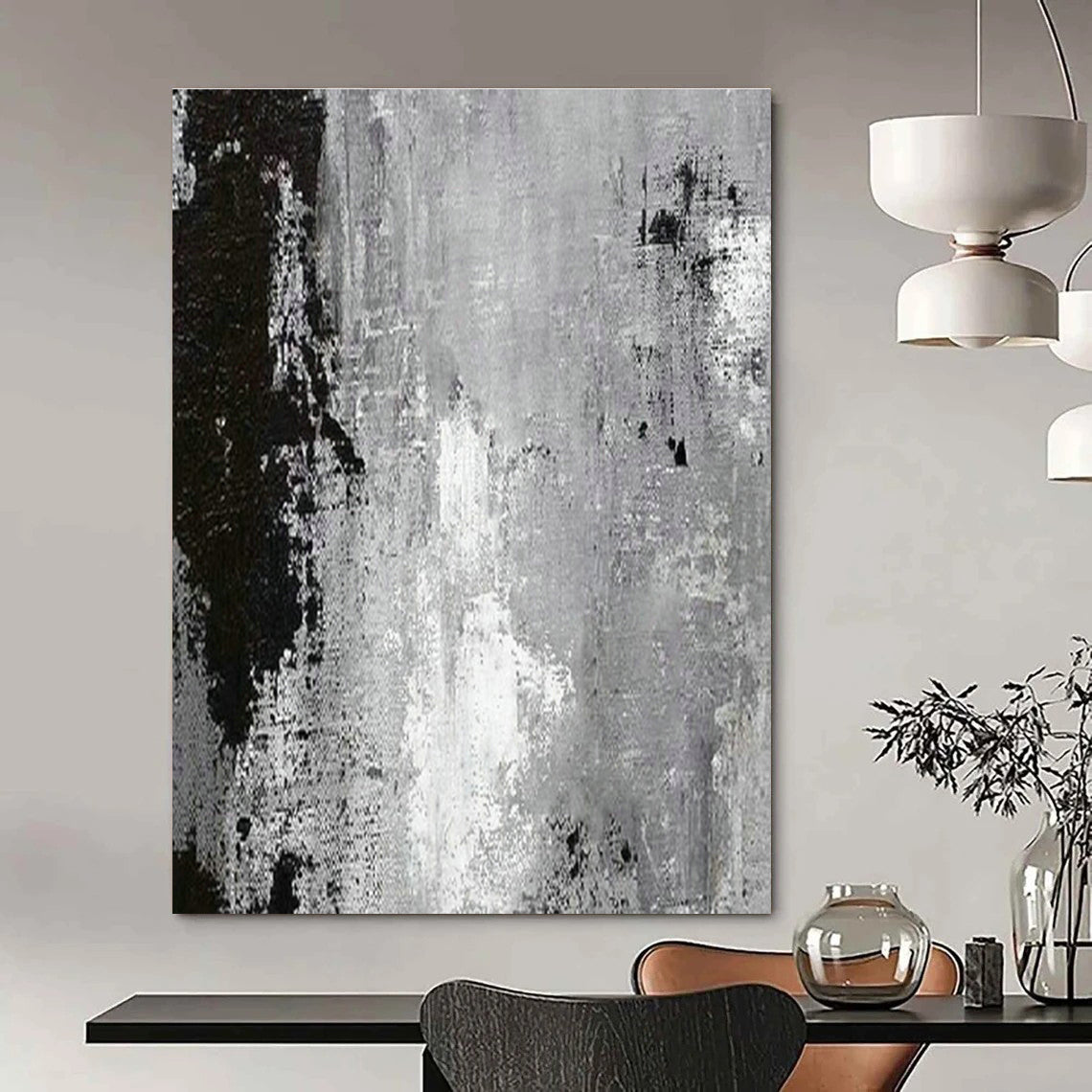 Textured Gray Abstract Art for Industrial Office & Art Gallery Corridor DLZ2058