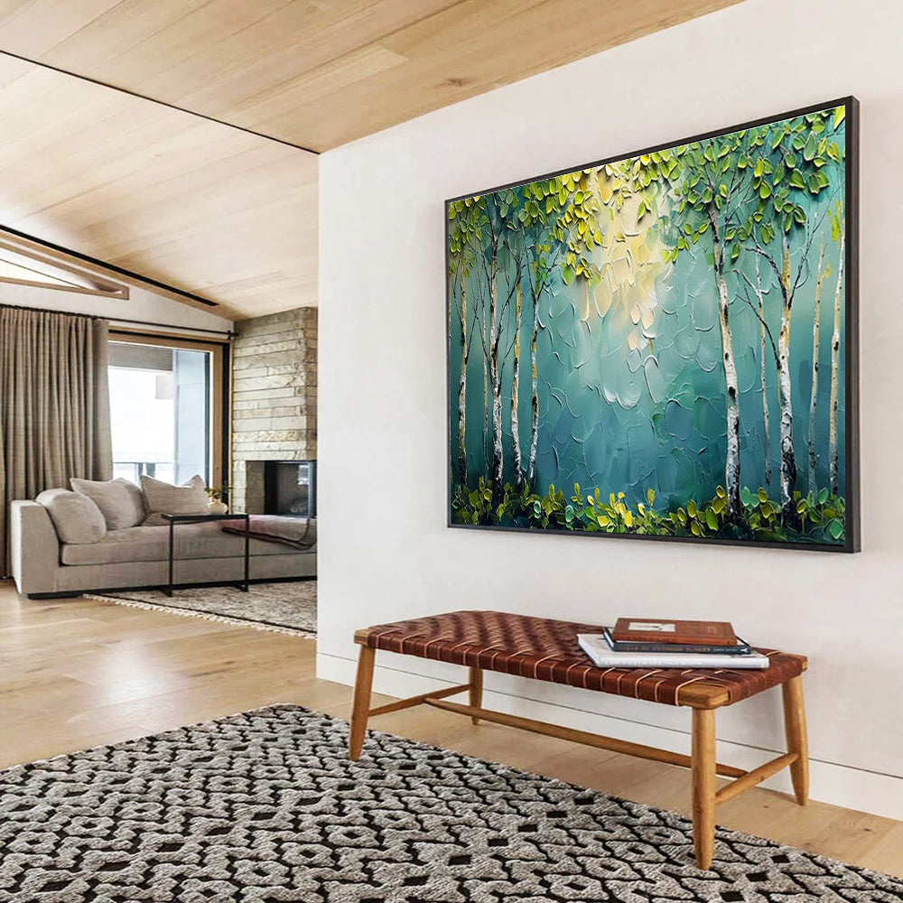 Textured Forest Birch Tree Art for Nature - Loving Home Bedroom Headboards DLZ3212